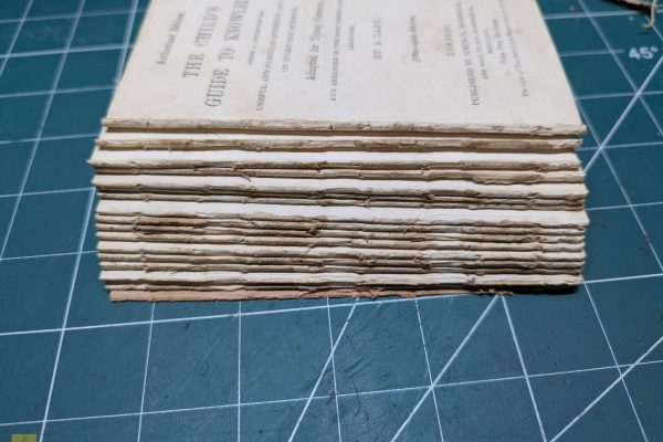 Carefully dismantling the book.