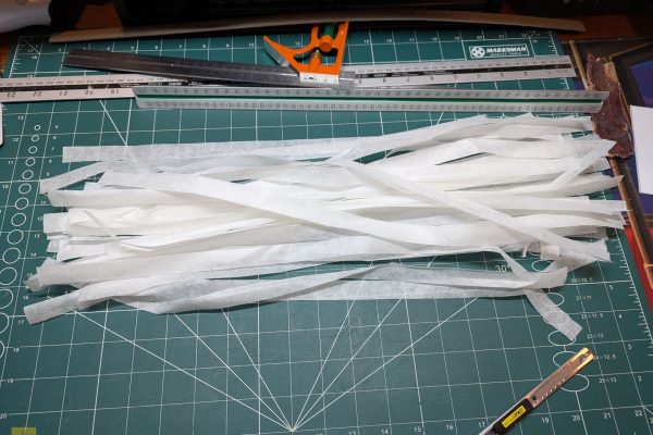 The cut strips of Kozo paper.