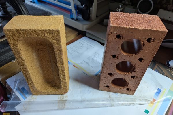 Letting the bricks dry overnight.