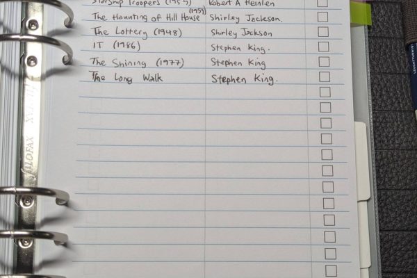 A5 Filofax reading wish list.