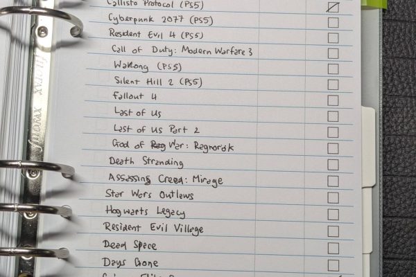 A5 Filofax video game wish list.