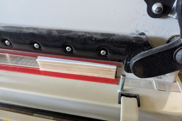 Trimming the text block using my guillotine.