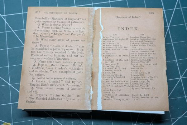 While rounding the spine the thin paper in the back ripped.